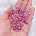 Pink and purple gradient 8mm heart-shaped glass beads with gold foil for DIY jewelry - Starry