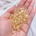 8mm heart-shaped Czech glass beads in translucent yellow with gold foil for DIY jewelry - Golden Sand