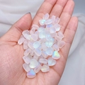 Frosted milky white heart-shaped glass beads with aurora mermaid finish for DIY crafts - Moonlight (Matte)