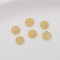 14K goud gevulde holle bloemkraalkapjes met getextureerde blaadjes voor doe-het-zelf - 14K Bloemvorm Kraalkapje (6mm)