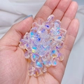 8mm heart-shaped Czech glass beads with AB iridescent finish for DIY jewelry crafts - AB White