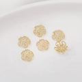 Zes 14K goudgevulde holle filigraan kralenkapjes voor DIY-sieraden maken - 14K Opengewerkt Kraalkapje (8mm)