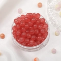 8mm red and white round ice cracked glass beads in a clear box for DIY jewelry - Strawberry Quartz Color