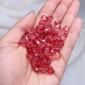 Watermelon red 8mm heart-shaped Czech glass beads for DIY jewelry making - Strawberry Quartz