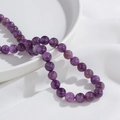 Handgefertigte Amethyst Kristall Halskette mit runden natürlichen Edelsteinperlen - Amethyst Stil 8mm