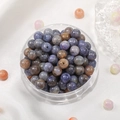 Deep purple and blue-grey 8mm round ice-cracked glass beads for DIY jewelry making - Purple Agate