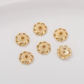 Set van 6 vergulde 14K holle bloemkraalkapjes voor DIY sieraden en armbanden maken - 14K Bloemmandje Kraalkapje (8mm)