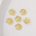 Set van 6 holle 14K vergulde bloemkralenkapjes voor DIY sieraden maken en kettingontwerpen - 18K Opengewerkt Kraalkapje (10mm)