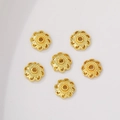 6 stuks 14K vergulde holle bloem kraalkapjes voor het maken van DIY armbanden - 18K Bloemmandje Kraalkapje (8mm)
