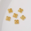 14K vergulde holle bloem kralen tussenstukjes voor DIY handgemaakte sieraden - 18K Vierkant Kraalkapje (6mm)