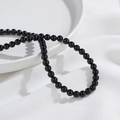 Glänzende schwarze Achatperlen für DIY-Armbänder und Halsketten mit polierter Optik - Schwarzer Achat Stil 6mm