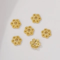 Set van 14K vergulde holle geometrische bloem tussenstukjes voor DIY sieraden maken - 18K Pruimenbloesem Kraalkapje (6mm)