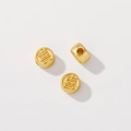Three gold-plated beads with Xi characters for DIY bracelet and necklace jewelry making - Xi Character Spacer Bead