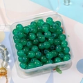 Translucent green 8mm glass beads in a storage box for DIY jewelry making - Dark Green