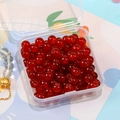 Vibrant 8mm red round faux jade glass beads in a clear square storage box for DIY jewelry - Dark Red