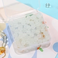 Translucent white 8mm faux jade glass beads for jewelry making with clear storage case - White