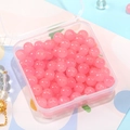 Translucent pink 8mm round beads in clear storage box for DIY jewelry making - Rose Pink