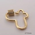 Detail of 22x21mm flower-shaped 18k gold plated clasp with cubic zirconia stones - Gold Clover Style (GS226-3)