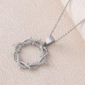 Silver thorn wreath pendant necklace with micro-pave zircons for women fashion - Thorn Circle Style (NAN06-6) / Necklace with Pendant / Silver