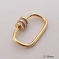 Λήψη macro από χρυσό οβάλ κούμπωμα 17x24mm με ένθετα κρύσταλλα ζιργκόν για κοσμήματα - Χρυσό Οβάλ με Ζιρκόνιο Baguette Στυλ (GS226-13)