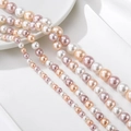 Natuurlijke schelpparels in wit, champagne en paars voor DIY-sieraden maken - Gemengd Driekleurig Roze 6mm