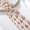 Cuentas de concha natural redondas pulidas en beige y oro para joyas DIY - Blanco Tricolor Mixto 8mm