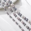 Tres hilos de perlas de concha naturales blancas y grises para crear joyas a mano - Gris Tricolor Mixto 6mm