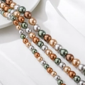 Perlas de concha pulidas en bronce, oro, plata y verde para creación de joyería - Verde Azulado Cuatricolor Mixto 8mm