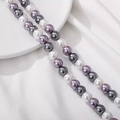 Perlas de concha pulidas de 8-10mm blanco, gris y púrpura para joyería artesanal - Gris Tricolor 12mm