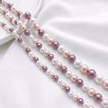 Mezcla de perlas de concha moradas, rosas y blancas para joyería DIY en tela de seda - Púrpura Tricolor Mixto 6mm
