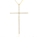Gold plated cross necklace with micro-paved zircons and delicate link chain - Gold Plated White Zircon