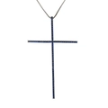 Cross pendant necklace in dark metal finish with pavé-set round blue cubic zirconia - Black Plated Blue Zircon