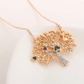 Macro view of gold-plated family tree pendant with colorful cubic zirconia stones - Gold with Multicolor Stones (Real Gold Plated)