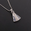 Silver-tone Our Lady of Aparecida necklace pendant with blue stones and crystals - Virgin Mary Style (NE08-5) / Silver