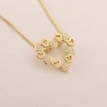 Elegant 18k gold plated heart pendant necklace with hollow hearts and cubic zirconia - Real Gold Plated (NB01-9)