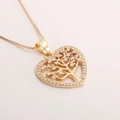 18k gold plated heart tree of life pendant necklace with zircon crystals for women - Gold Heart Tree (Real Gold Plated)