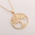 Round Tree of Life pendant necklace with pavé zircon stones in 18k gold plating - Gold Circle Tree (Real Gold Plated)