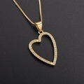 Hollow heart pendant necklace with zircon stones in 18k gold plating on a black base - Gold Simple Hollow Heart (Gold Plated)