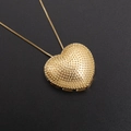 Golden 18k gold plated heart pendant necklace with textured granular finish for women - Real Gold Plated (NC04-7)