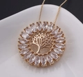 18k gold plated Tree of Life necklace with marquise-cut marquise white zircon stones - Rose Gold with White Zirconia