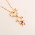 Rose gold heart and girl pendant necklace with box chain and purple zircon stones - Cartoon Girl Heart Purple Zirconia Necklace (ND07-8)