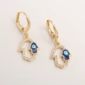 18k vergulde Hamsa hand oorbellen met blauw boze oog en fonkelende zirkonia - Hand van Fatima Boze Oog (Echt Goud Verguld)
