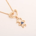 18k gold plated necklace with hollow heart and blue zircon little girl pendant - Cartoon Girl Heart Blue Zirconia Necklace (ND07-7)