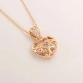 Elegant 18k gold plated openwork heart pendant necklace with shimmering zircons - Rose Gold Plated (NF06-5)