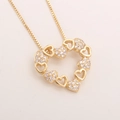 Elegant 18k gold plated hollow heart pendant necklace with shimmering zircon accents - Real Gold Plated (NB01-10)