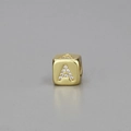 Vergoldete Würfelperle mit Buchstabe A und Zirkonia-Besatz für DIY-Armbänder - Alphabet A Würfelperle