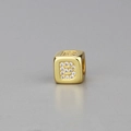 Handgefertigte goldene Buchstabenperle B mit weißen Kristallen für DIY-Armbänder - Alphabet B Würfelperle