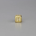 Goldener Würfel-Anhänger mit Buchstaben H und Zirkonia für DIY-Armbänder Design - Alphabet H Würfelperle