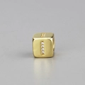 Handgewebtes Paararmband mit goldener Zirkonia-Quadratperle und farbiger Schnur - Alphabet I Würfelperle