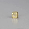 Polierte goldene Charm-Perle mit Buchstabe N und Zirkonia für DIY-Armbänder - Alphabet N Würfelperle